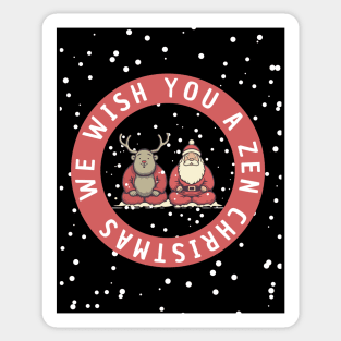 Zen Christmas- Meditative Santa & Reindeer for Yoga Lovers Sticker